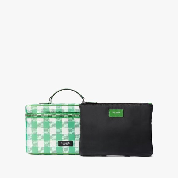 Kate Spade Sam Icon Gingham Field Vanity Kit In Candy Grass Multi - Picture 2 of 4